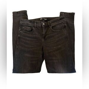 Zara Distressed Black High-Rise Skinny Jeans